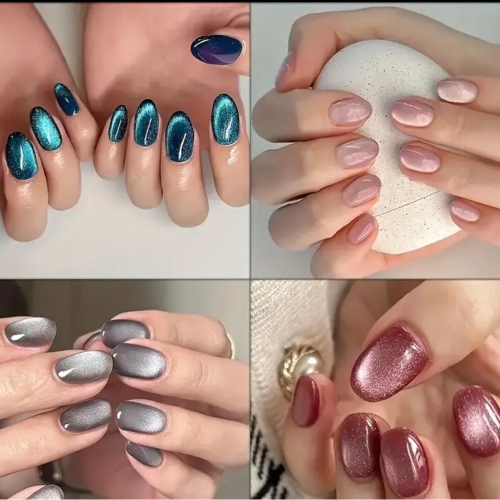 Set of shimmer / cat eye press on nails